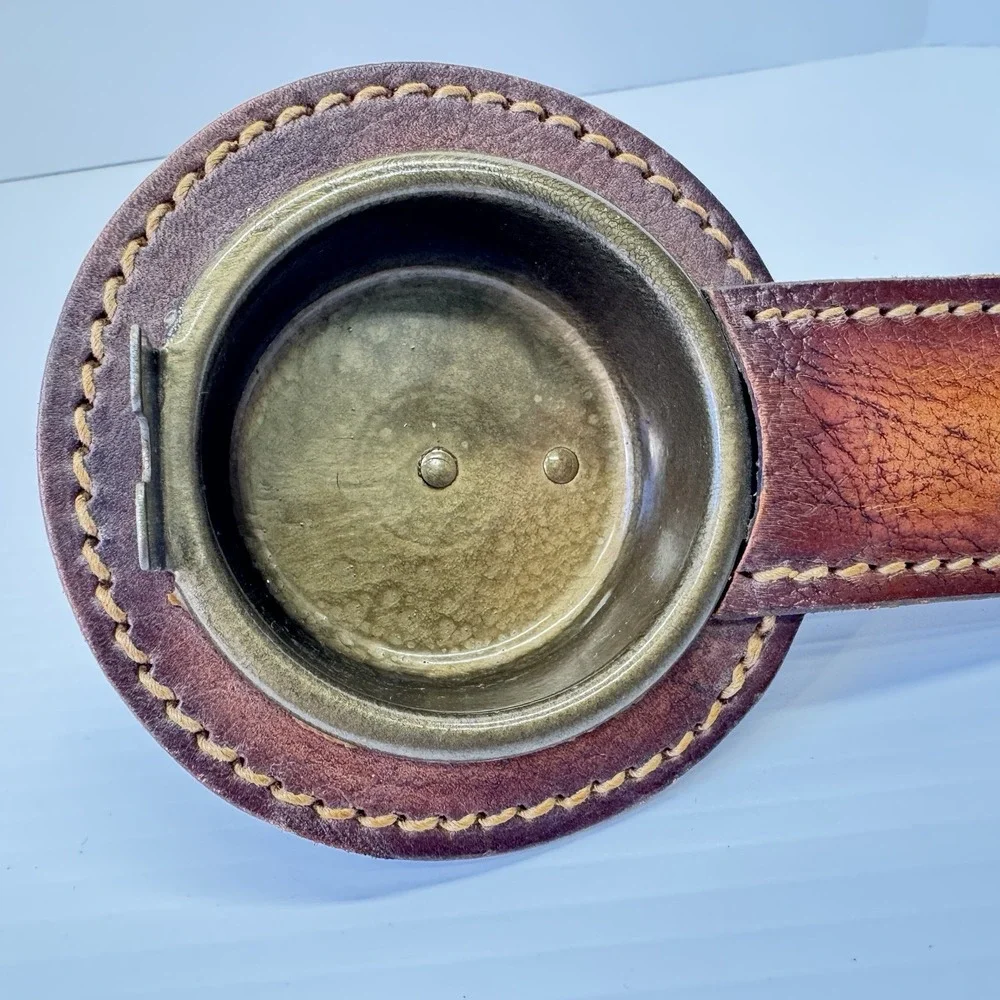 VTG Ex Cell Metal Products Portable Clip On Ashtray Leather Horse Equestrian